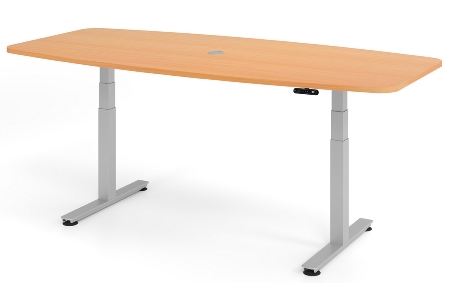 Hammerbacher Konferenztisch XDSM22 (BxT) 220x103/83cm Memory 2-stufig elektr.höhenverstellbar 63,5-128,5cm Asteiche/Silber