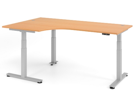 Schreibtisch XDSM82 Winkelform 90° Steh-/Sitzarbeitsplatz (BxT) 200x120cm Memory 2-stufig höhenverstellbar von 63,5-128cm Eiche
