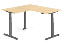 Hammerbacher Sitz-Steh-Winkeltisch XDSMW1916 elktr. höhenverstellbar Memory 180x240x63-127cm Eiche/Silber