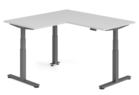 Hammerbacher Sitz-Steh-Winkeltisch XDSMW1916 elktr. höhenverstellbar Memory 180x240x63-127cm Eiche/Silber