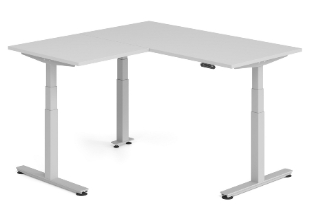 Hammerbacher Sitz-Steh-Winkeltisch XDSMW1916 elktr. höhenverstellbar Memory 180x240x63-127cm Eiche/Silber
