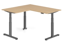 Hammerbacher Sitz-Steh-Winkeltisch XDSMW1916 elktr. höhenverstellbar Memory 180x240x63-127cm Eiche/Silber