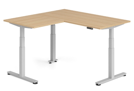 Hammerbacher Sitz-Steh-Winkeltisch XDSMW1916 elktr. höhenverstellbar Memory 180x240x63-127cm Eiche/Silber