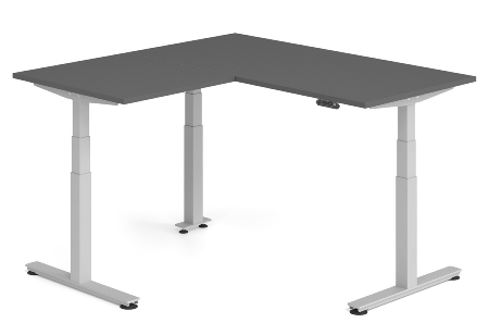 Hammerbacher Sitz-Steh-Winkeltisch XDSMW1916 elktr. höhenverstellbar Memory 180x240x63-127cm Eiche/Silber