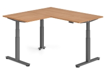 Hammerbacher Sitz-Steh-Winkeltisch XDSMW1916 elktr. höhenverstellbar Memory 180x240x63-127cm Eiche/Silber