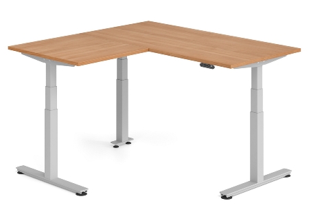 Hammerbacher Sitz-Steh-Winkeltisch XDSMW1916 elktr. höhenverstellbar Memory 180x240x63-127cm Eiche/Silber