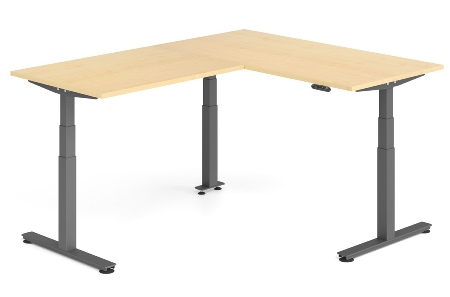 Hammerbacher Sitz-Steh-Winkeltisch XDSMW1916 elktr. höhenverstellbar Memory 180x240x63-127cm Eiche/Silber