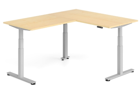 Hammerbacher Sitz-Steh-Winkeltisch XDSMW1916 elktr. höhenverstellbar Memory 180x240x63-127cm Eiche/Silber