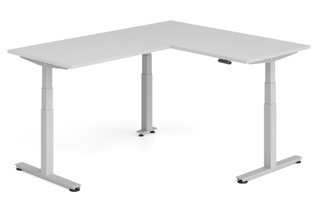 Hammerbacher Sitz-Steh-Winkeltisch XDSMW1916 elktr. höhenverstellbar Memory 180x240x63-127cm Eiche/Silber