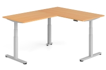 Hammerbacher Sitz-Steh-Winkeltisch XDSMW1916 elktr. höhenverstellbar Memory 180x240x63-127cm Eiche/Silber