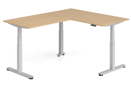 Hammerbacher Sitz-Steh-Winkeltisch XDSMW1916 elktr. höhenverstellbar Memory 180x240x63-127cm Eiche/Silber