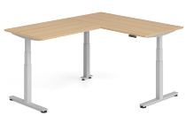 Hammerbacher Sitz-Steh-Winkeltisch XDSMW1916 elktr. höhenverstellbar Memory 180x240x63-127cm Eiche/Silber
