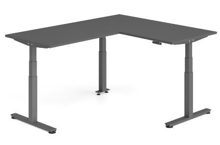 Hammerbacher Sitz-Steh-Winkeltisch XDSMW1916 elktr. höhenverstellbar Memory 180x240x63-127cm Eiche/Silber