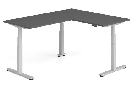 Hammerbacher Sitz-Steh-Winkeltisch XDSMW1916 elktr. höhenverstellbar Memory 180x240x63-127cm Eiche/Silber