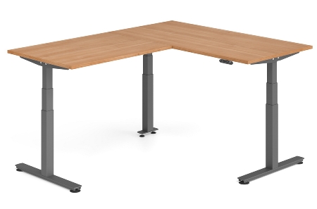 Hammerbacher Sitz-Steh-Winkeltisch XDSMW1916 elktr. höhenverstellbar Memory 180x240x63-127cm Eiche/Silber
