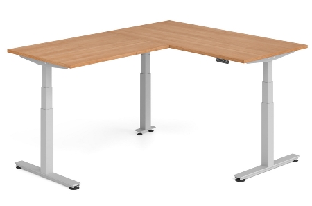 Hammerbacher Sitz-Steh-Winkeltisch XDSMW1916 elktr. höhenverstellbar Memory 180x240x63-127cm Eiche/Silber