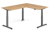 Hammerbacher Sitz-Steh-Winkeltisch XDSMW1916 elktr. höhenverstellbar Memory 180x240x63-127cm Eiche/Silber