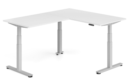 Hammerbacher Sitz-Steh-Winkeltisch XDSMW1916 elktr. höhenverstellbar Memory 180x240x63-127cm Eiche/Silber