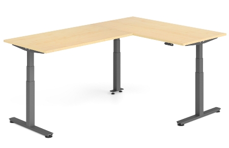 Hammerbacher Sitz-Steh-Winkeltisch XDSMW1916 elktr. höhenverstellbar Memory 180x240x63-127cm Eiche/Silber