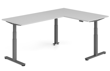 Hammerbacher Sitz-Steh-Winkeltisch XDSMW1916 elktr. höhenverstellbar Memory 180x240x63-127cm Eiche/Silber