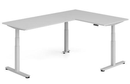 Hammerbacher Sitz-Steh-Winkeltisch XDSMW1916 elktr. höhenverstellbar Memory 180x240x63-127cm Eiche/Silber