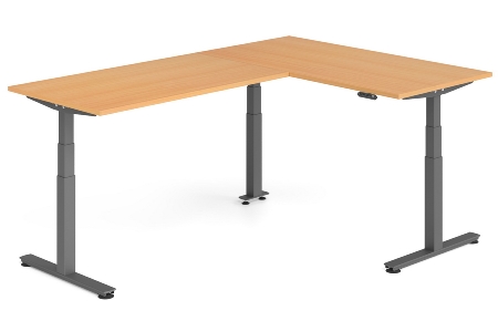 Hammerbacher Sitz-Steh-Winkeltisch XDSMW1916 elktr. höhenverstellbar Memory 180x240x63-127cm Eiche/Silber