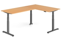 Hammerbacher Sitz-Steh-Winkeltisch XDSMW1916 elktr. höhenverstellbar Memory 180x240x63-127cm Eiche/Silber