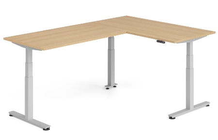 Hammerbacher Sitz-Steh-Winkeltisch XDSMW1916 elktr. höhenverstellbar Memory 180x240x63-127cm Eiche/Silber