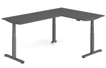 Hammerbacher Sitz-Steh-Winkeltisch XDSMW1916 elktr. höhenverstellbar Memory 180x240x63-127cm Eiche/Silber
