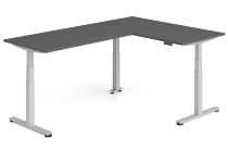 Hammerbacher Sitz-Steh-Winkeltisch XDSMW1916 elktr. höhenverstellbar Memory 180x240x63-127cm Eiche/Silber