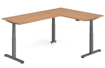 Hammerbacher Sitz-Steh-Winkeltisch XDSMW1916 elktr. höhenverstellbar Memory 180x240x63-127cm Eiche/Silber