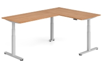 Hammerbacher Sitz-Steh-Winkeltisch XDSMW1916 elktr. höhenverstellbar Memory 180x240x63-127cm Eiche/Silber