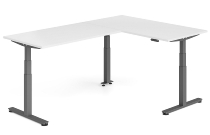 Hammerbacher Sitz-Steh-Winkeltisch XDSMW1916 elktr. höhenverstellbar Memory 180x240x63-127cm Eiche/Silber