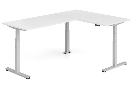 Hammerbacher Sitz-Steh-Winkeltisch XDSMW1916 elktr. höhenverstellbar Memory 180x240x63-127cm Eiche/Silber