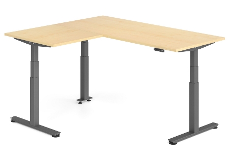 Hammerbacher Sitz-Steh-Winkeltisch XDSMW1916 elktr. höhenverstellbar Memory 180x240x63-127cm Eiche/Silber