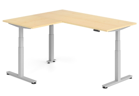 Hammerbacher Sitz-Steh-Winkeltisch XDSMW1916 elktr. höhenverstellbar Memory 180x240x63-127cm Eiche/Silber