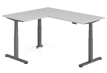 Hammerbacher Sitz-Steh-Winkeltisch XDSMW1916 elktr. höhenverstellbar Memory 180x240x63-127cm Eiche/Silber