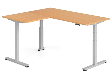 Hammerbacher Sitz-Steh-Winkeltisch XDSMW1916 elktr. höhenverstellbar Memory 180x240x63-127cm Eiche/Silber