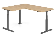 Hammerbacher Sitz-Steh-Winkeltisch XDSMW1916 elktr. höhenverstellbar Memory 180x240x63-127cm Eiche/Silber