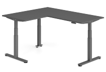 Hammerbacher Sitz-Steh-Winkeltisch XDSMW1916 elktr. höhenverstellbar Memory 180x240x63-127cm Eiche/Silber