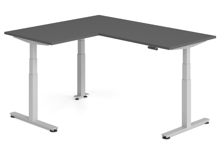 Hammerbacher Sitz-Steh-Winkeltisch XDSMW1916 elktr. höhenverstellbar Memory 180x240x63-127cm Eiche/Silber
