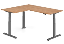 Hammerbacher Sitz-Steh-Winkeltisch XDSMW1916 elktr. höhenverstellbar Memory 180x240x63-127cm Eiche/Silber