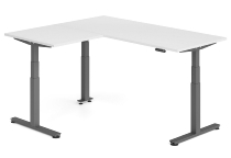 Hammerbacher Sitz-Steh-Winkeltisch XDSMW1916 elktr. höhenverstellbar Memory 180x240x63-127cm Eiche/Silber