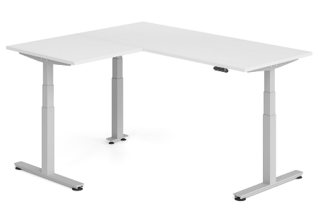Hammerbacher Sitz-Steh-Winkeltisch XDSMW1916 elktr. höhenverstellbar Memory 180x240x63-127cm Eiche/Silber