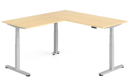 Hammerbacher Sitz-Steh-Winkeltisch XDSMW1916 elktr. höhenverstellbar Memory 180x240x63-127cm Eiche/Silber