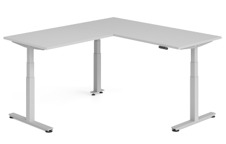Hammerbacher Sitz-Steh-Winkeltisch XDSMW1916 elktr. höhenverstellbar Memory 180x240x63-127cm Eiche/Silber