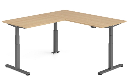 Hammerbacher Sitz-Steh-Winkeltisch XDSMW1916 elktr. höhenverstellbar Memory 180x240x63-127cm Eiche/Silber