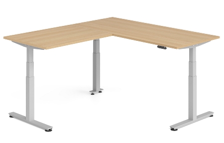 Hammerbacher Sitz-Steh-Winkeltisch XDSMW1916 elktr. höhenverstellbar Memory 180x240x63-127cm Eiche/Silber