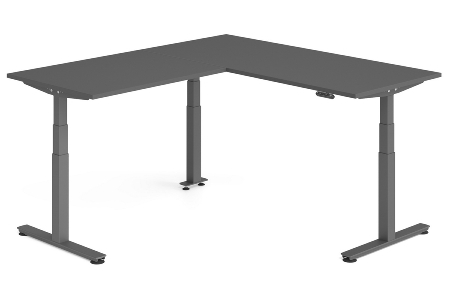 Hammerbacher Sitz-Steh-Winkeltisch XDSMW1916 elktr. höhenverstellbar Memory 180x240x63-127cm Eiche/Silber