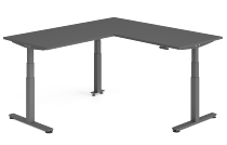 Hammerbacher Sitz-Steh-Winkeltisch XDSMW1916 elktr. höhenverstellbar Memory 180x240x63-127cm Eiche/Silber